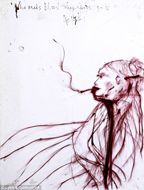 Autoportret Kate Moss din ruj si sangele fostului iubit