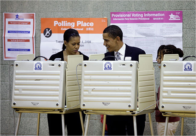 Barack si Michelle Obama au votat in Chicago