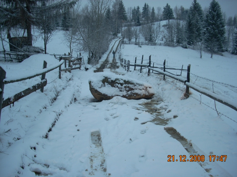 Drum public din Borsa, blocat intentionat cu un bolovan!