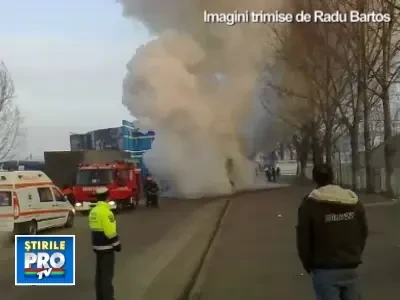 La un pas de tragedie Autobuz in flacari la Alba-Iulia