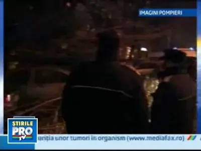 Din cauza furtunii mai multi copaci s-au frant si au cazut peste masini