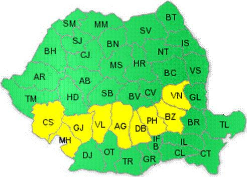 Avertizare pentru ploi puternice si vant in noua judete!