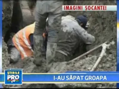 Muncitor prins sub un mal de pamant, abandonat de colegi!