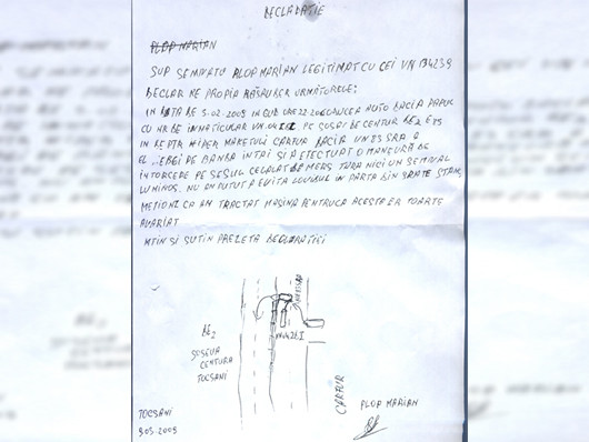 Declaratia soferului analfabet: "Sup semnatu, beclar pe propia rasruder..."