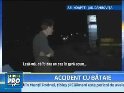 Accident cu scandal in fata unei benzinarii din Dambovita!