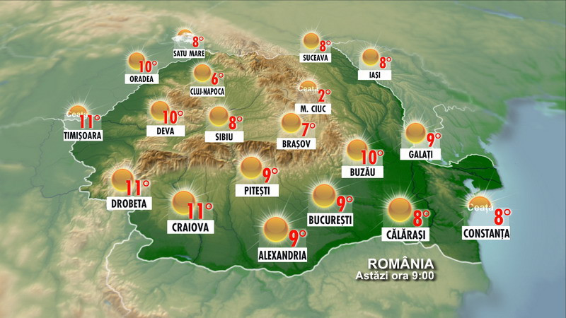 Vezi aici prognoza meteo pe urmatoarele trei zile!