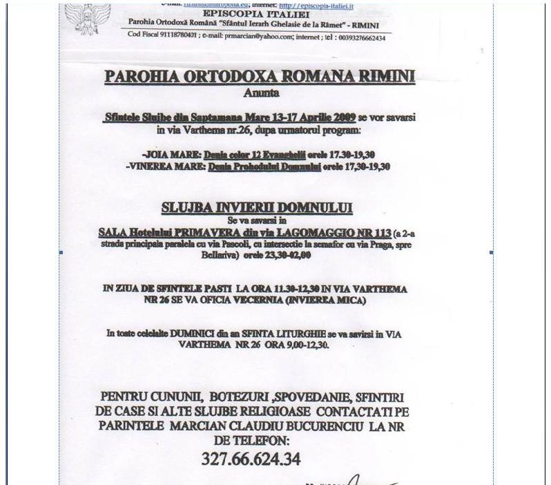 Un preot roman din Italia va tine slujba de Inviere intr-un hotel