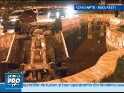 A plonjat cu masina direct in fantana