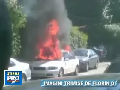 Minute de groaza in sectorul 1 al Capitalei, dupa ce o masina a luat foc