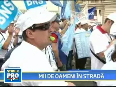 Protestul sindicalistilor a blocat traficul in centrul Capitalei