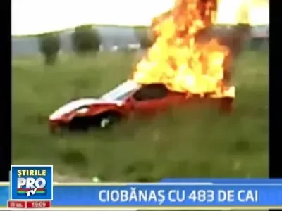 Soferul Ferarri-ului distrus de foc pe DN 1 este fiul unui fost cioban