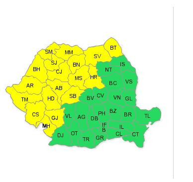 Ne asteapta o zi cu vijelii si ploi torentiale in mai multe judete din tara