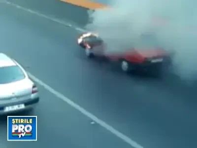 Masina in flacari in zona Bucur Obor!