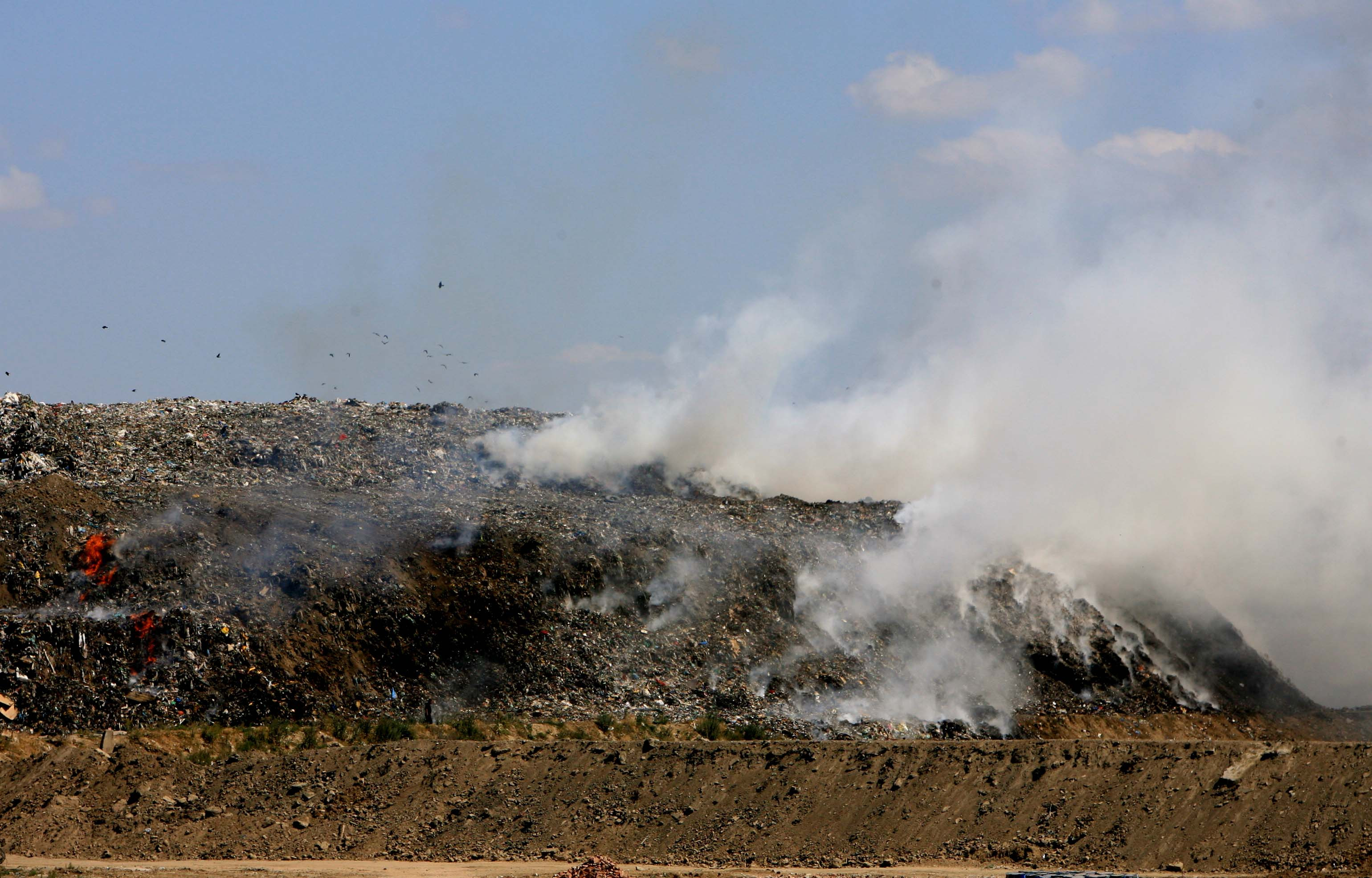 Tone de gunoi ard mocnit la Glina! Aer irespirabil, oameni disperati