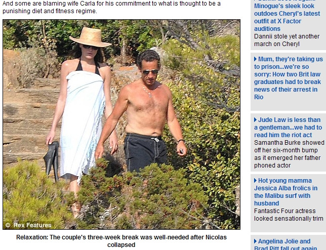 Nicolas Sarkozy si Carla Bruni, iubire pasionala pe malul Marii Mediterane!