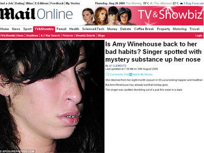 Amy Winehouse revine la o pasiune mai veche … drogurile!