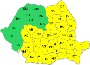 A intrat in vigoare avertizarea de cod galben!