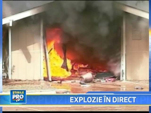 Explozie in direct! Un garaj a sarit in aer, chiar in timpul unui reportaj!