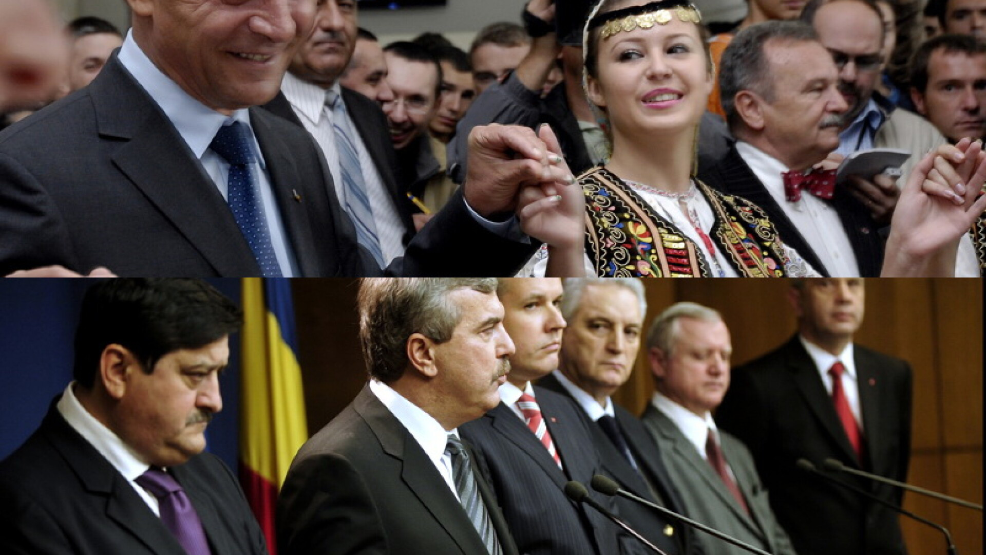 Tara arde, Basescu joaca! In hora la Cluj-Napoca!