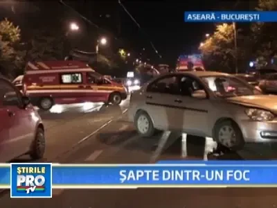 Sapte dintr-o lovitura! Accident violent, vineri noapte, in Capitala!