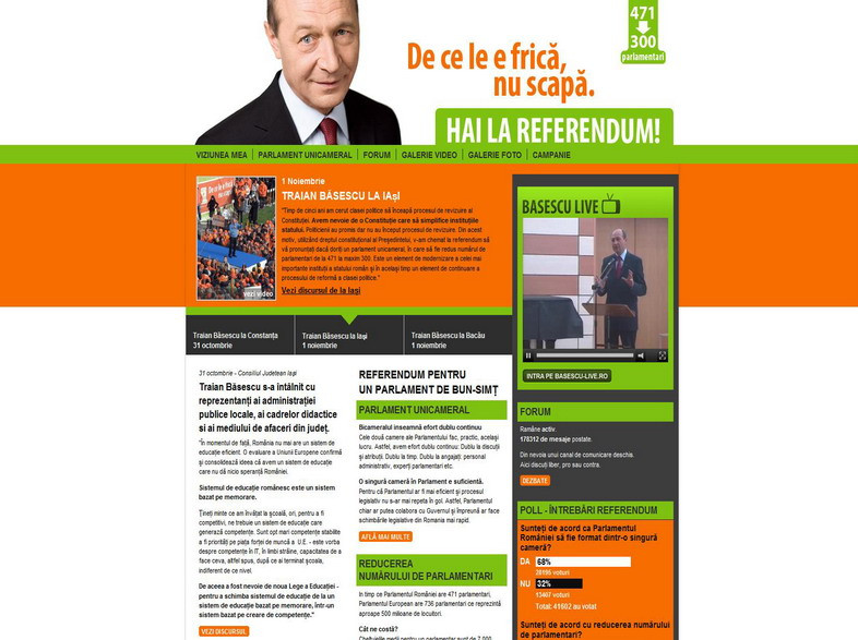 "Clona" site-ului basescu.ro: "De ce ti-e frica, pasarica?"