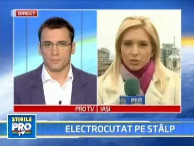 S-a electrocutat in timp ce agata pe un stalp un banner electoral!