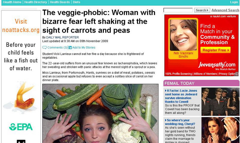 La 22 de ani are o frica teribila de legume!