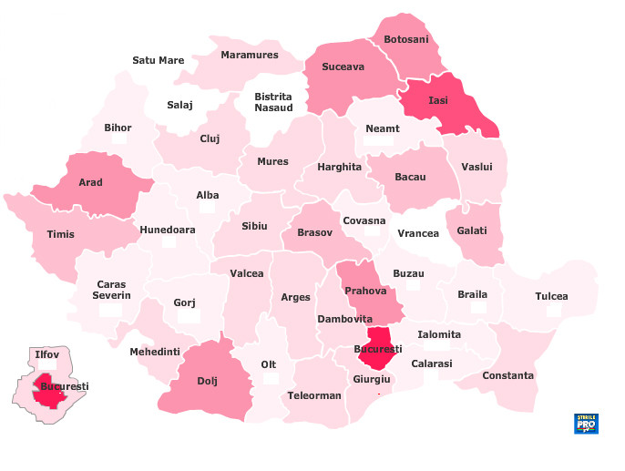 Harta raspandirii gripei noi in Romania! CLICK AICI PENTRU UPDATE ZILNIC