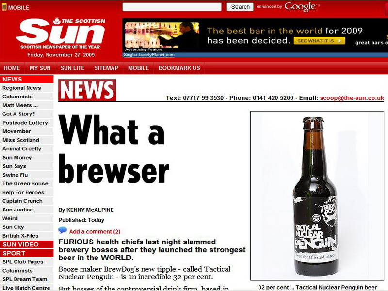 "Pinguinul Nuclear", cea mai tare bere din lume: 32% alcool!