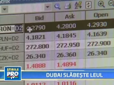 Leul in corzi din cauza posibilului faliment al unei companii din Dubai