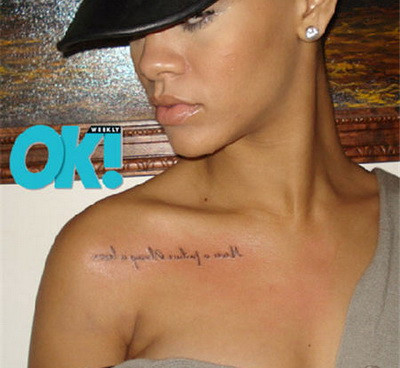 Rihanna si-a tras un tatuaj cu mesaj