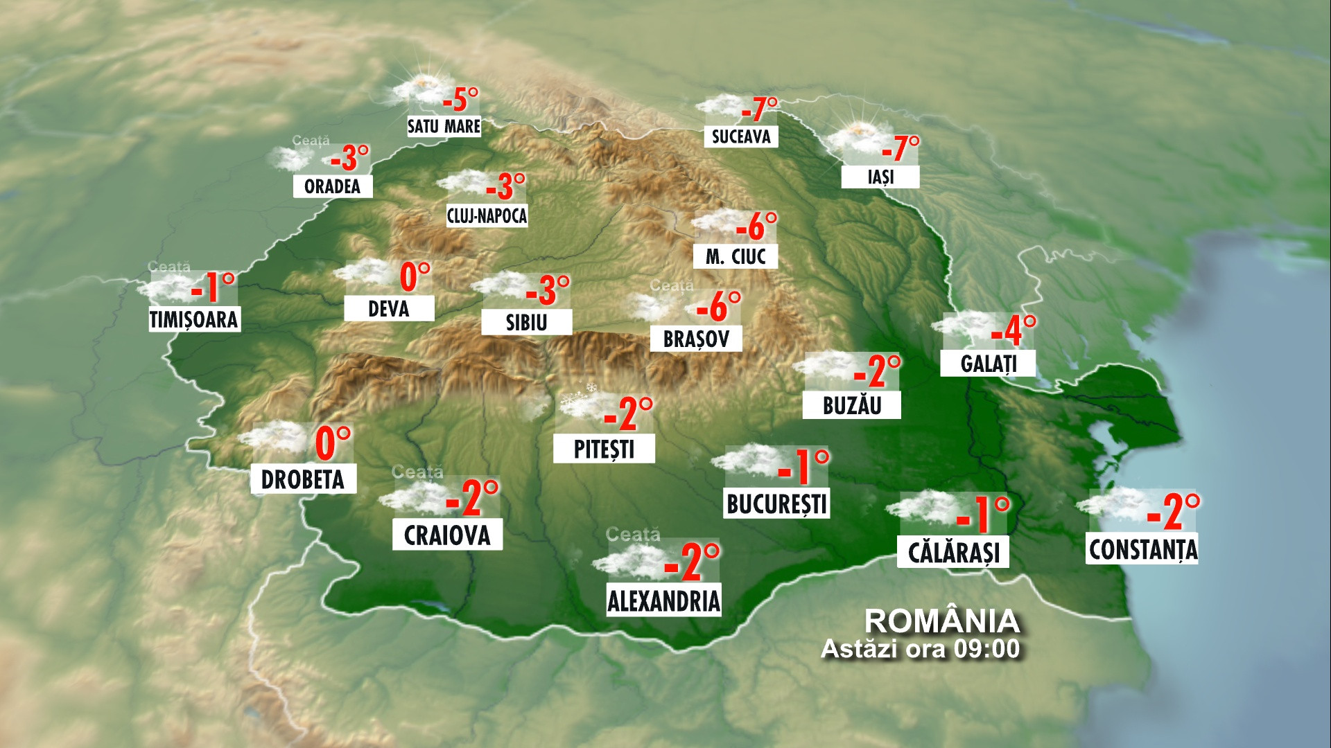 Frig si vreme inchisa in majoritatea regiunilor. Vezi prognoza meteo
