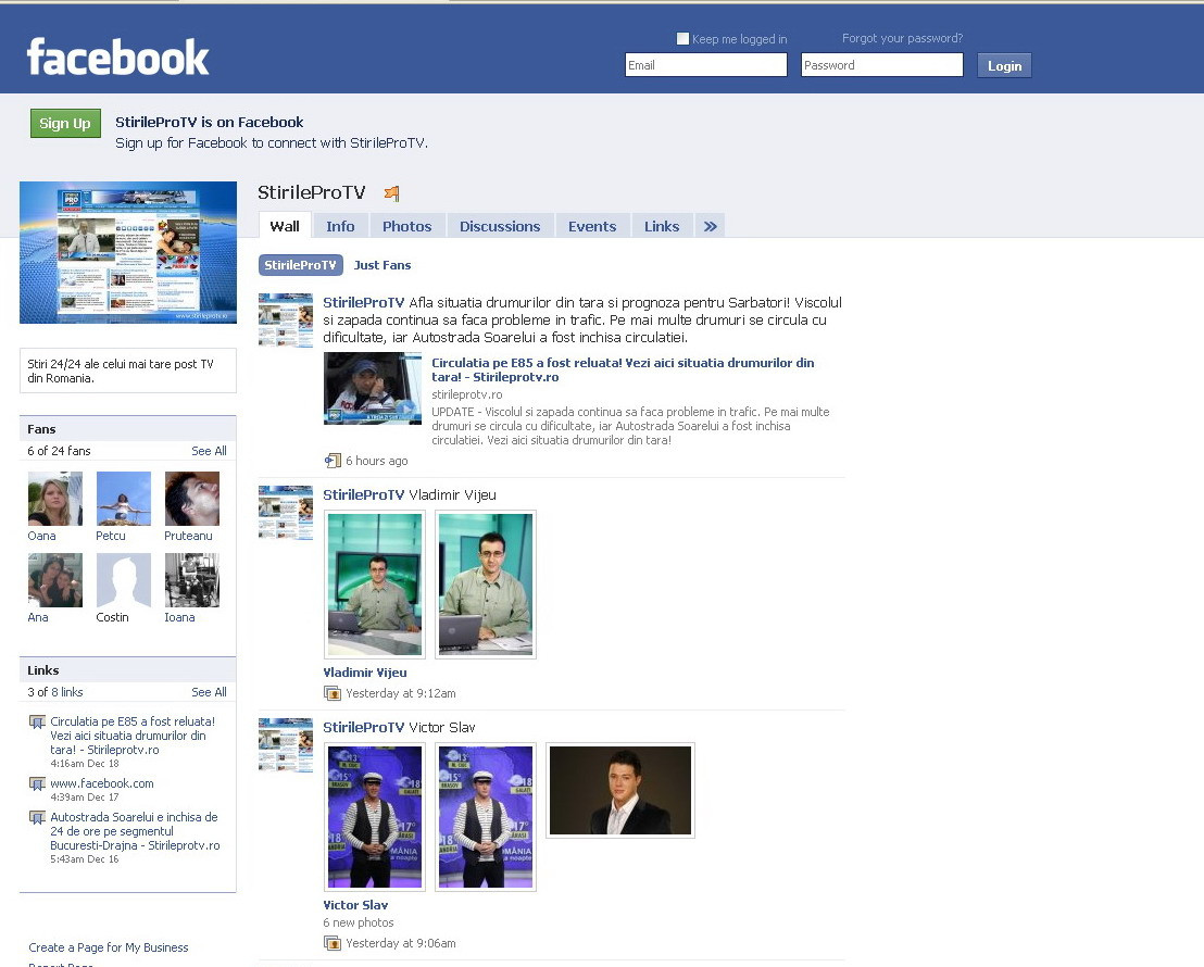 Stirile Pro Tv sunt acum si pe Facebook!