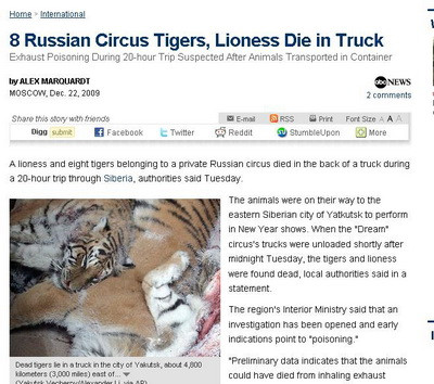 Cruzime fara margini! Animale de la circ, moarte din cauza ingrijitorilor