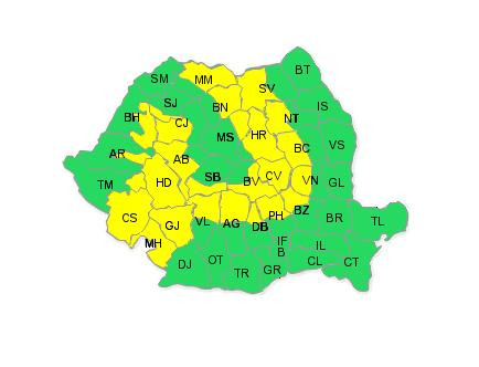 Cod galben de ninsoare in sud-vestul tarii si la munte!