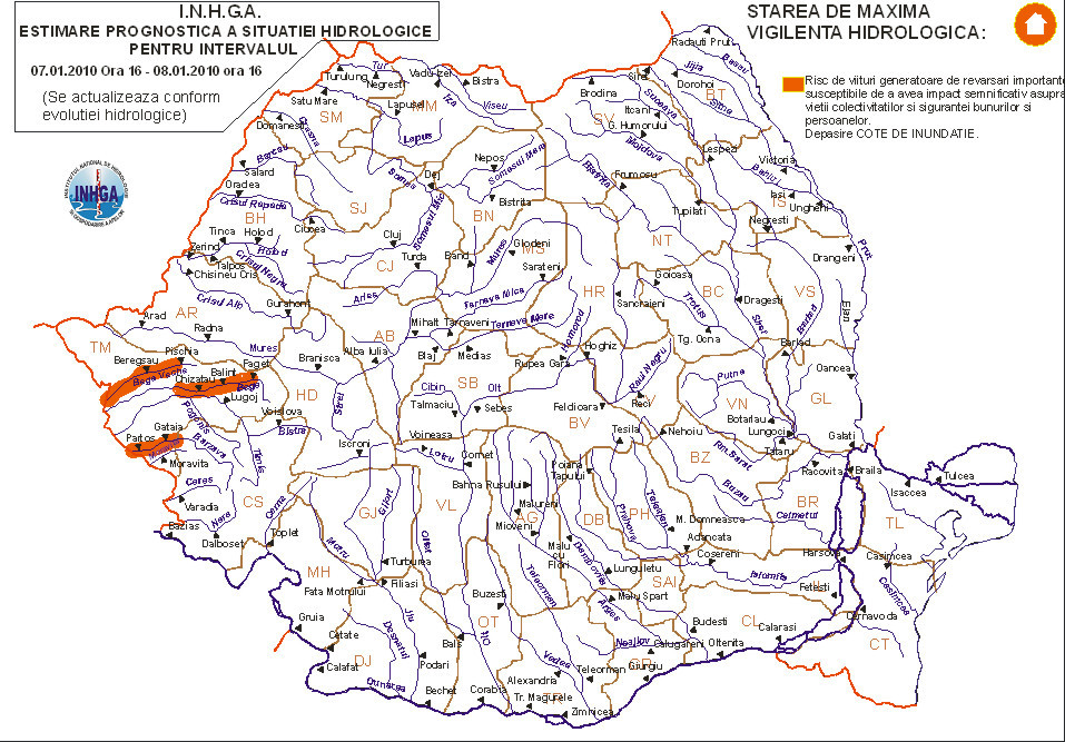 Cod portocaliu de inundatii pe Bega Veche, Bega si Barzava!