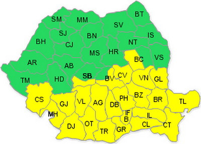 Atentie! Din nou cod galben. Ploi, viscol si polei pana joi seara
