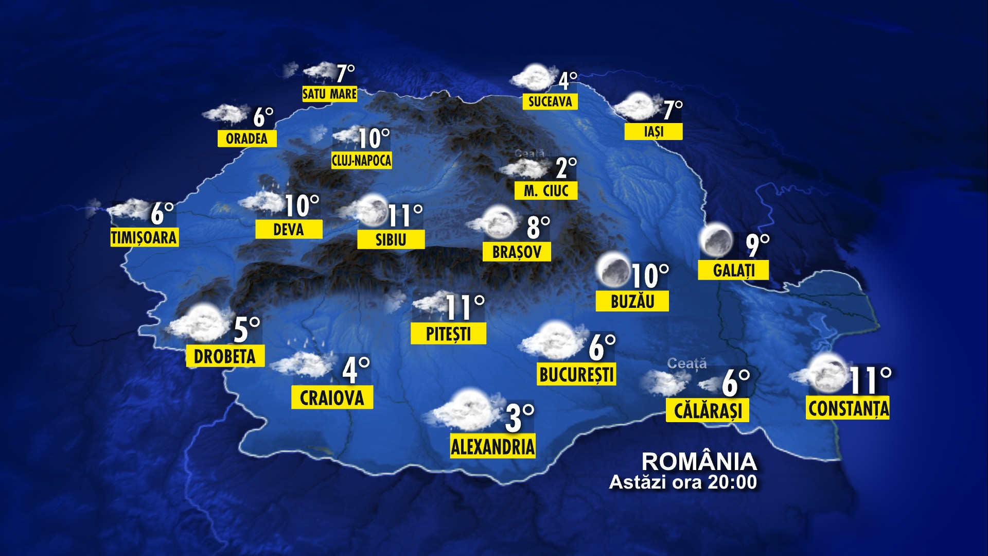 Vezi cum este vremea in Romania din ora-n ora!