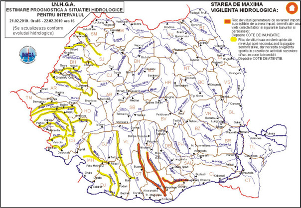 Cod portocaliu de inundatii extins pentru sapte judete pana luni