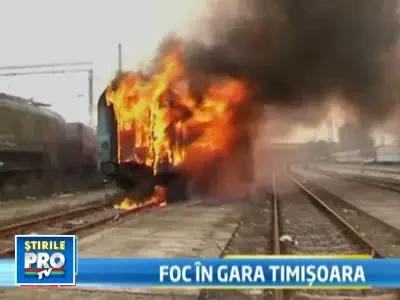 Un vagon de tren s-a transformat in torta la Timisoara