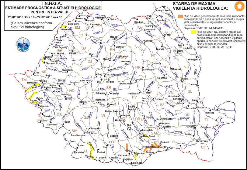 Codul portocaliu de inundatii, prelungit pana miercuri