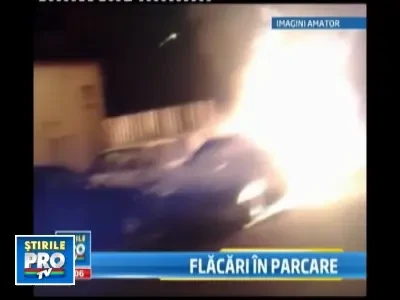 Opt masini au ars in aceasta dimineata intr-o parcare din Targu Mures