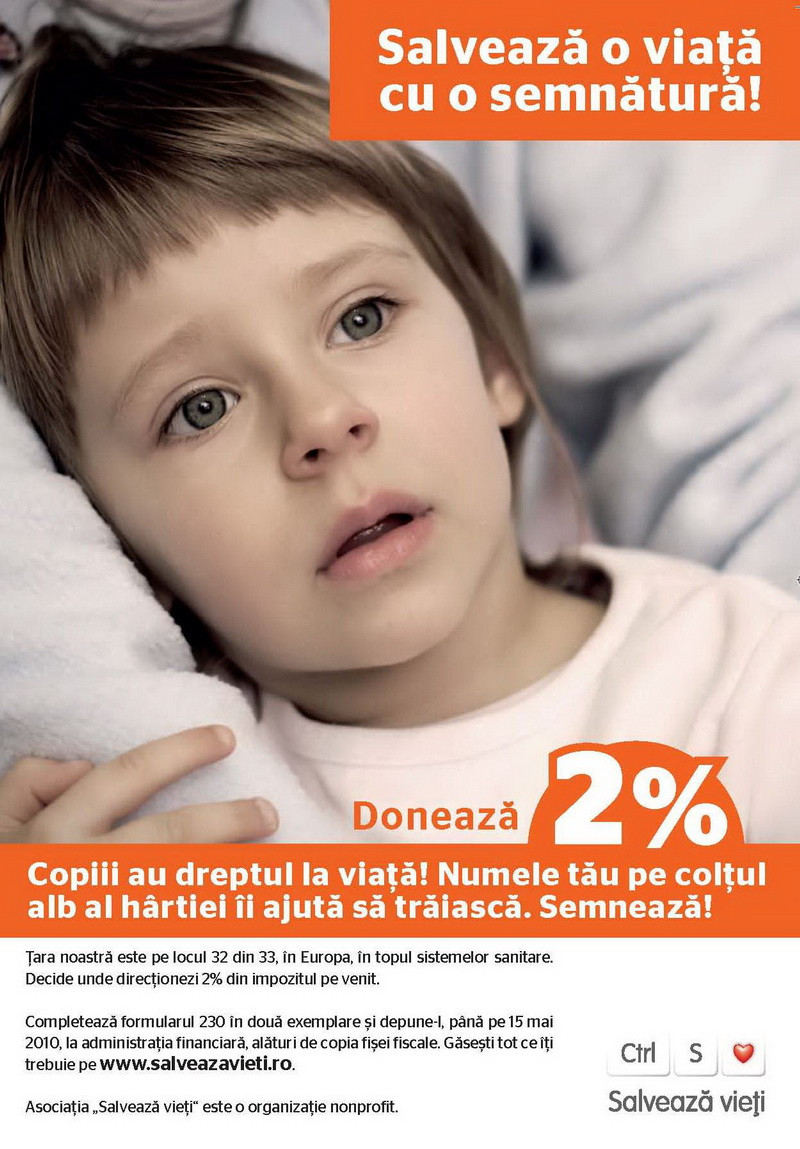 Nu-ti irosi banii! Doneaza 2% din venitul tau pentru a-ti ajuta semenii!