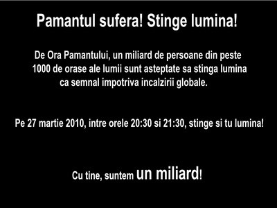 Sambata, toata Planeta a stins lumina. O ora! Vezi IMAGINI din toata lumea!