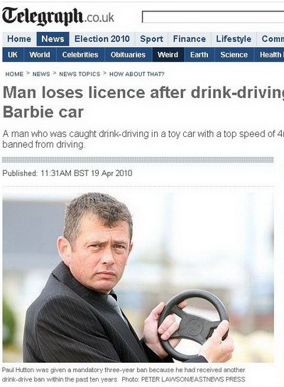 A condus baut o masina de jucarie, iar politistii l-au lasat pieton!