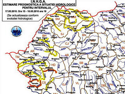 Atentionari cod portocaliu si cod galben pentru raurile din 11 judete