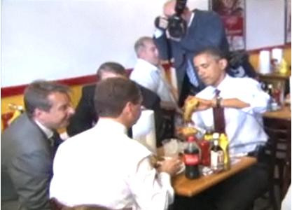 Ca-n Doamna si Vagabondul:Obama si Medvedev au impartit o portie de cartofi