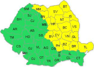 Codul galben de ploi prelungit pana joi, in Moldova, Muntenia, Dobrogea