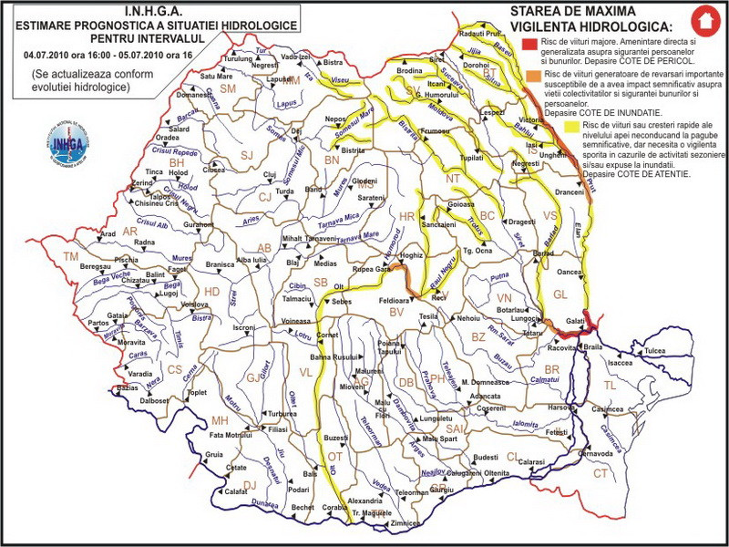 Codul ROSU de inundatii pe Prut si Siret prelungit pana miercuri