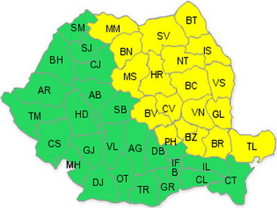 Din nou cod galben de ploi pentru Moldova, Transilvania si Dobrogea
